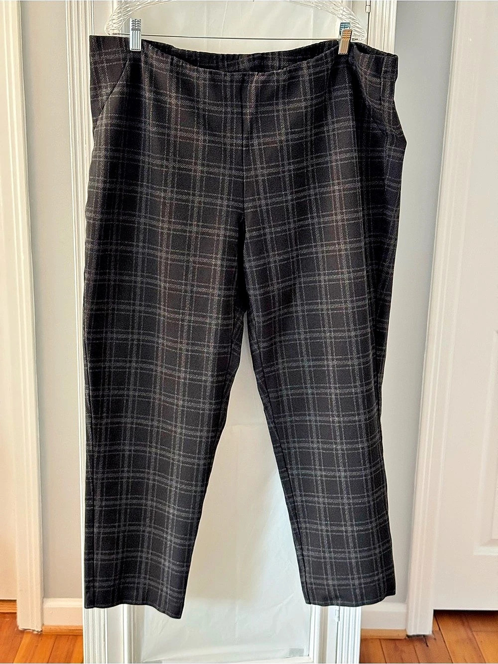 J Jill Ponte Slim Leg Pants in Black & Gray Window Pane Pattern Size 3X